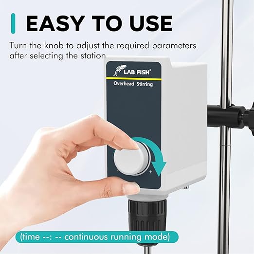 LAB FISH Overhead Stirrer Lab Stirrer | Includes Stirring Rod Not Stand | Speed 100-1000RPM Cap. 10L 10000 mPas for Lab(Single Machine)