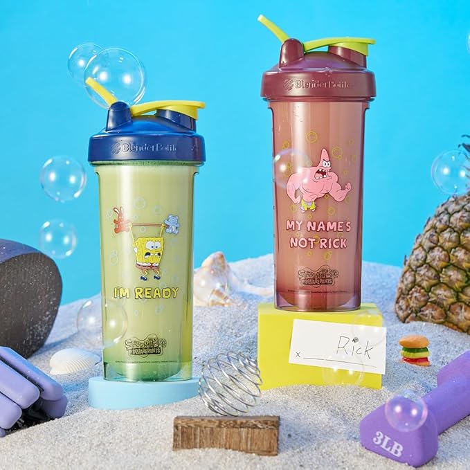 BlenderBottle Spongebob Shaker Bottle Pro Series Perfect for Protein Shakes and Pre Workout, 28-Ounce, Red, My Names Not Rick