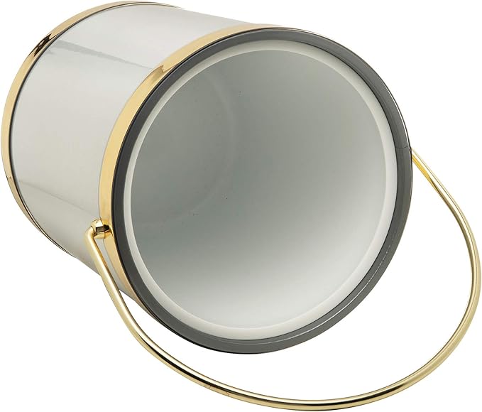 Made In USA Metallic Deco Collection Double Walled Insulated Ice Bucket With Ice Tongs (5-Quart, Silver & Gold)