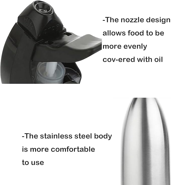 BIGWE Stainless Steel Olive Oil Sprayer Bottle, 17 Oz/500ml Sauce Vinegar Sprayer Dispenser, Water Sprayer Bottle,Kitchenware Tools for Cooking, Frying, BBQ and Grilling