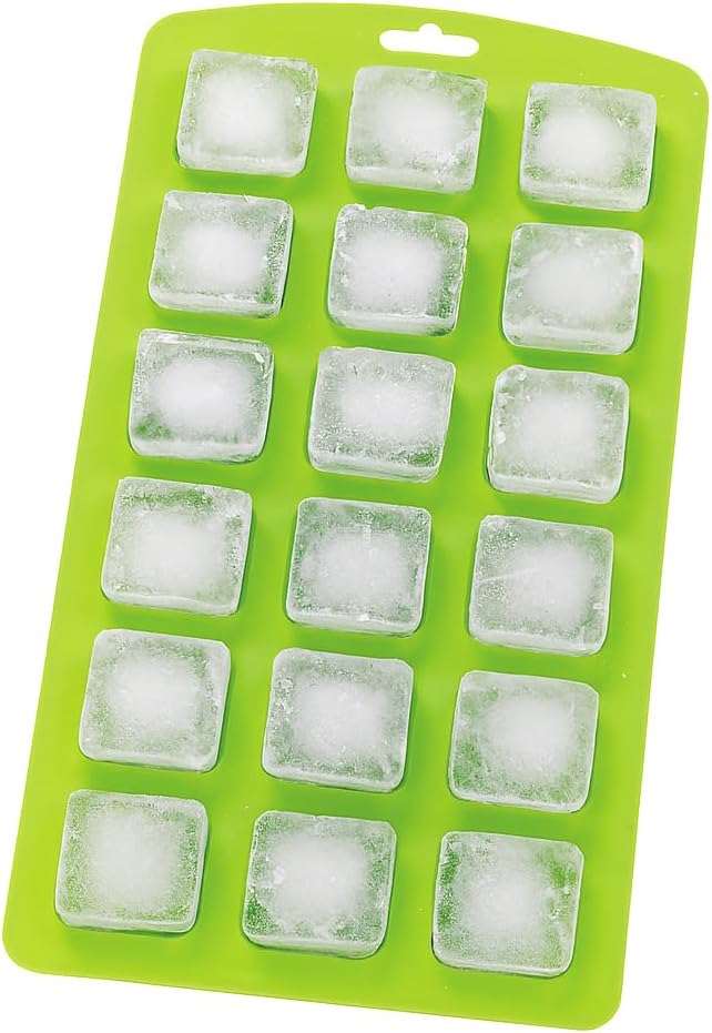 HIC Kitchen Silicone 18-Hole Ice Tray, Non-Stick, Makes 18 Square Cubes