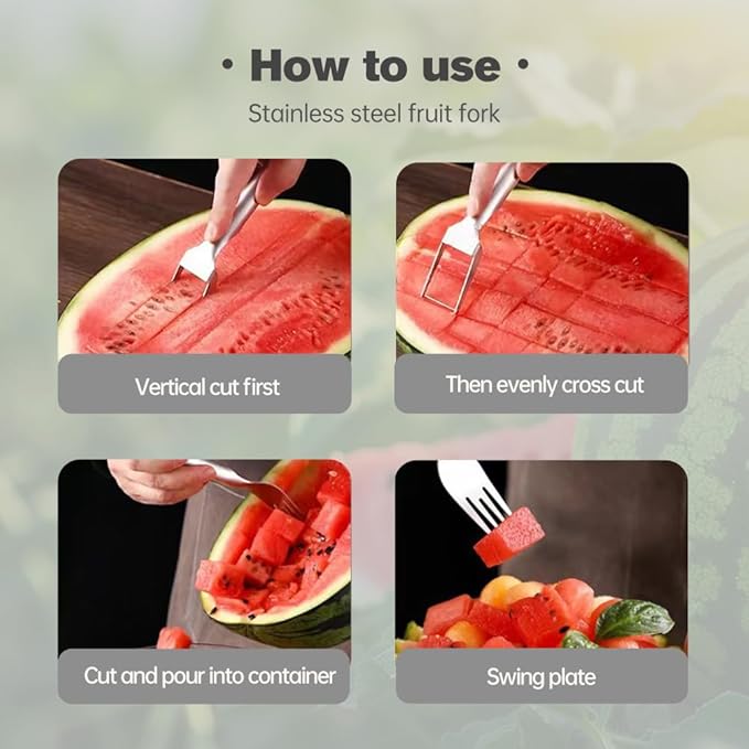 2-in-1 Stainless Steel Fruit Cutter Watermelon Cutter,2026 Watermelon Slicer Watermelon Cutters Melon Cutter Tool, Watermelon Cutting tool Stainless Steel for Kitchen (2pc)