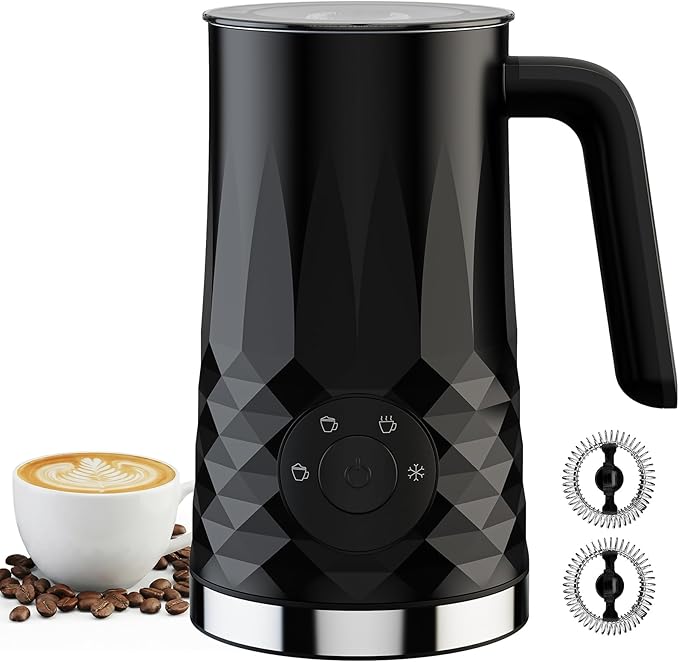 Milk Frother, 4 in 1 Electric Milk Steamer, 11.8oz/350m Automatic Warm and Cold Foam Maker for Coffee, Latte, Cappuccino, Hot Chocolate, Dishwasher Safe
