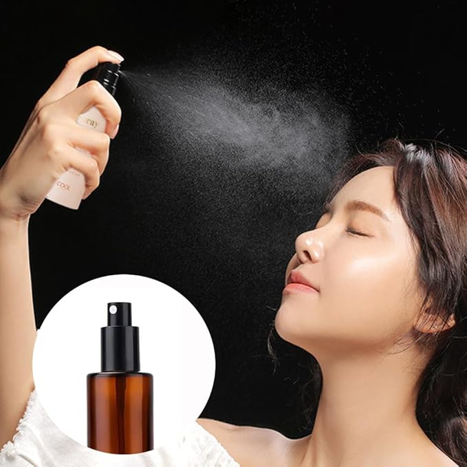 2PCS 100ml/3.4oz Amber Glass Spray Bottles Empty Refillable Fine Mist Spray Bottles Cosmetic Bottles Containers for Essential Oil Aromatherapy Makeup Travel