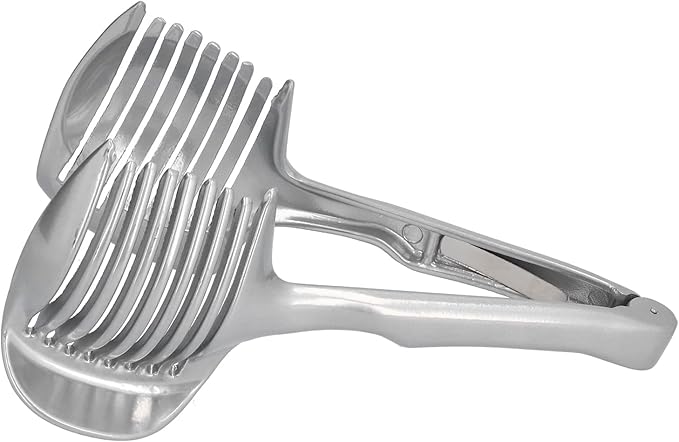Lemon Slicer, Handheld Tomato Slicer Lemon Cutter Round Fruit Tongs Stainless Steel Onion Slicers Holder for Fruits Vegetables