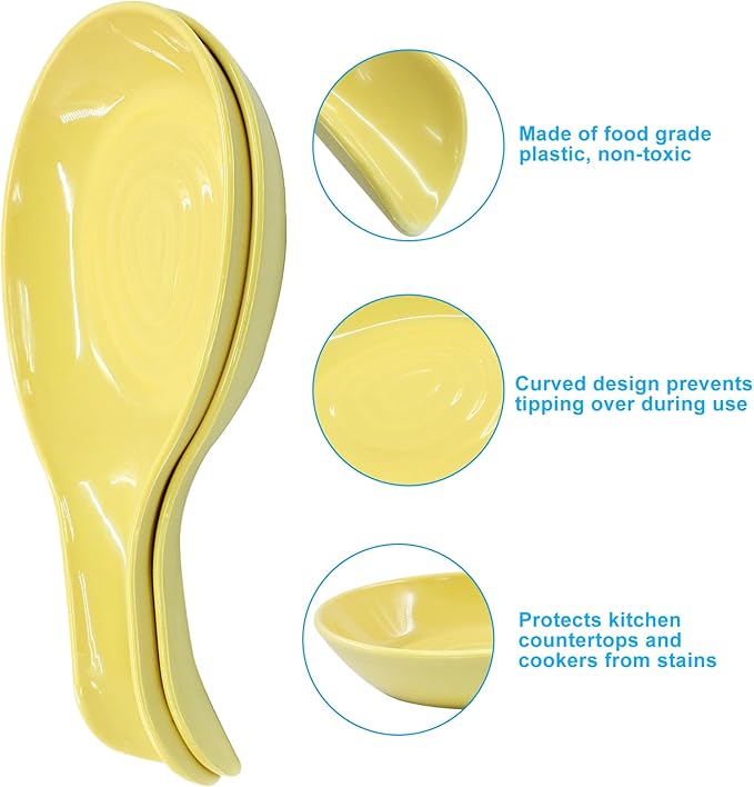 Yellow Plastic Spoon Rest Set, Serving Spoon holder for Stove Top, Kitchen Utensil Rack for Tongs, Spatulas(4Pcs)