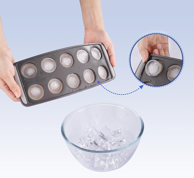 Round Ice Cube Trays for Freezer, 4PK Silicone Ice Cube Trays - BPA Free, Easy Release 10 Small Ice Ball Maker Mold for Drinks, Whiskey, Cocktail