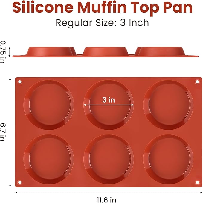 JOERSH 2-PK Silicone Egg Mold for Breakfast Sandwiches 3 Inch Round Muffin Top/Egg Pan, Oven Baking Silicone Molds for English Muffins, Whoopie Pies, Egg Patty Bites