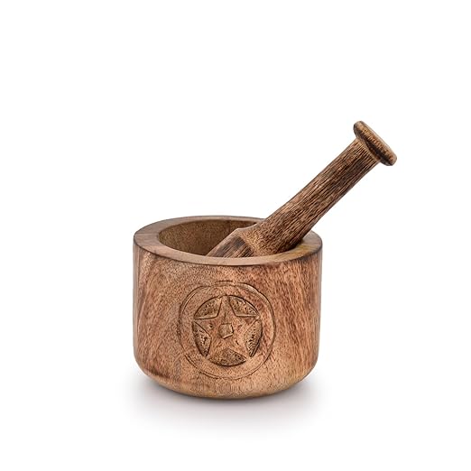 Kaizen Casa Wooden Mortar and Pestle Garlic Masher Hand Grinder Crusher Kitchen Gadgets