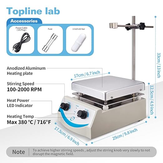 SH-3 Hot Plate Magnetic Stirrer 5000ml Volume with Dual Control and 1 Inch Stir Bar