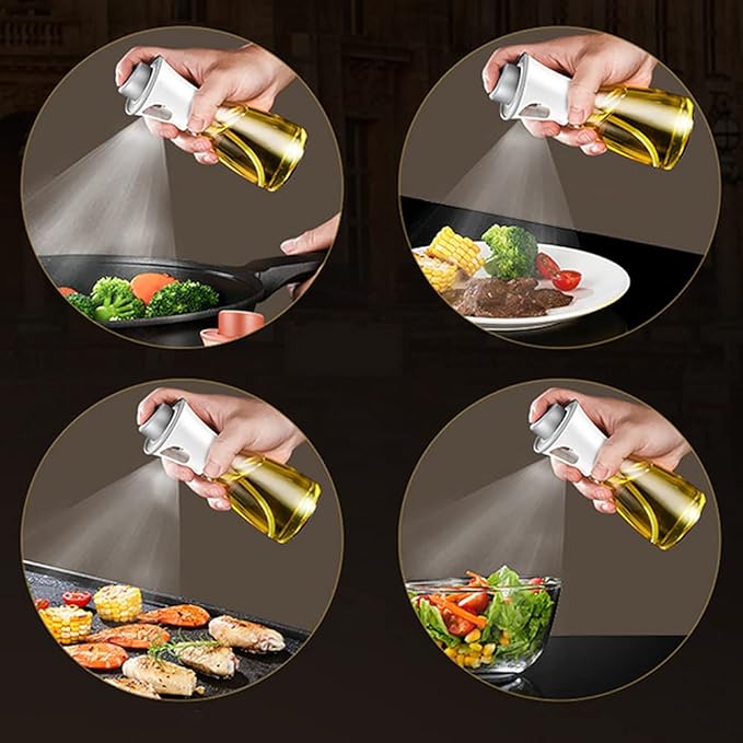 Oil Sprayer for Cooking, 180ml Glass Oil Dispenser Bottle Spray Lemon Juice Sprayer forSalad, Baking, Cleaning, Plants(white)