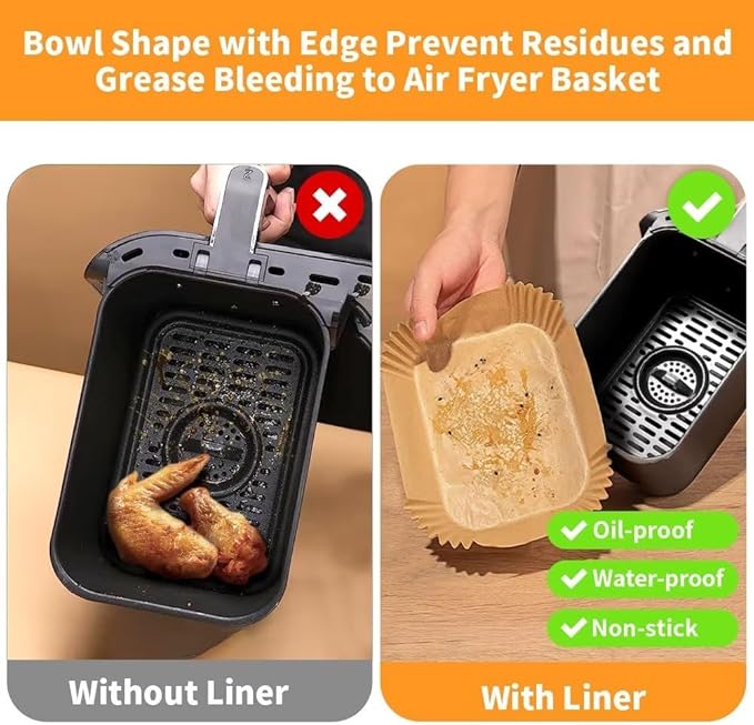 Air Fryer Liners Disposable for Ninja Airfryer: 125pcs 8.7x5.5" Rectangle Parchment Paper for Air Fryer Dual Basket Ninja DZ201 DZ401 Foodi 8Qt and Above Air Fryer liner Accessories