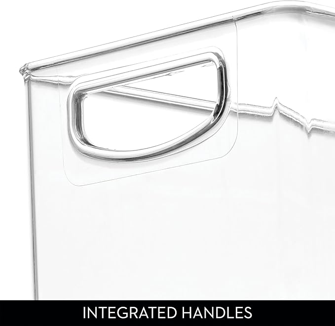 iDesign Plastic Stackable Pantry Bin - Storage Bin with Handles for Cabinets or Fridge - Set of 4 - Clear