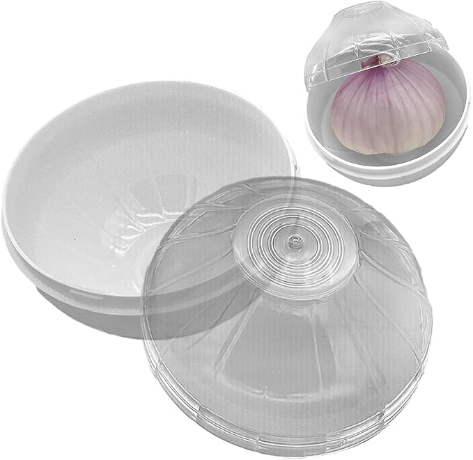 Fruit and Vegetable Storage Containers for Fridge, Onion Saver and Lemon Keeper Reusable Lemon and Onion Keeper/Saver/Holder, Refrigerator Vegetable Crisper(White)