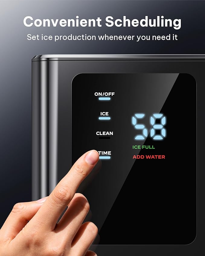 Silonn Nugget Ice Maker Countertop with 3L Detachable Water Tank, 40 lbs/24H Soft Chewable Ice, Self Cleaning Ice Machine with Timer Function, Pebble Ice Maker for Kitchen, Party and Office