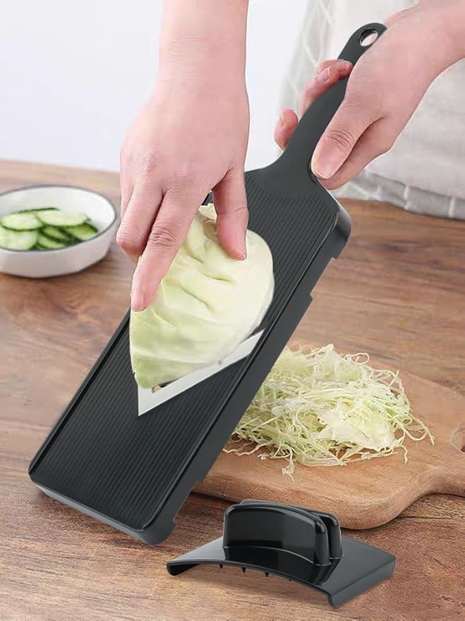 Mandoline Slicer for Kitchen, Multifunctional Handheld Potato Cucumber Slicer, Vegetable Mandoline Slicer with Hand Holder Cabbage Shredder Food Slicer for Potatoes, Onion(black)