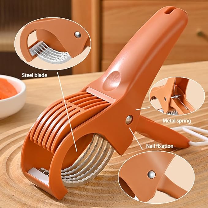Multi-Functional Banana Slicer Cutter - All-in-One Kitchen Gadget for Fruits & Vegetables, Perfect as Grape Cutter & Strawberry Slicer, Safe for Kids & Dishwasher Safe (Orange)