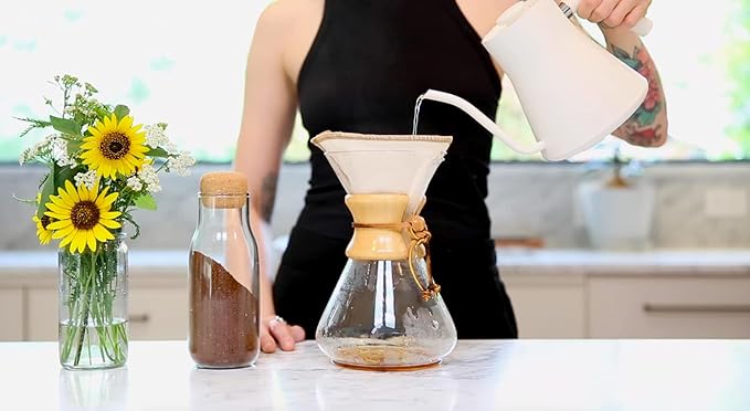 CoffeeSock ’The Original’ Reusable 100% Organic Cotton Coffee Filters - 2 pack - Fits Chemex® Filters 6-13 cup Half Moon | Coffee Sock Cloth Coffee Filter | Organic Cotton Alternative - Eco-Friendly