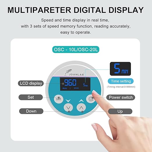 JOANLAB Digital Overhead Stirrer Mixer 10L Electric Laboratory Industrial Liquid Mixer Stirring 10,000mPa.s,100-2000RPM Adjustable