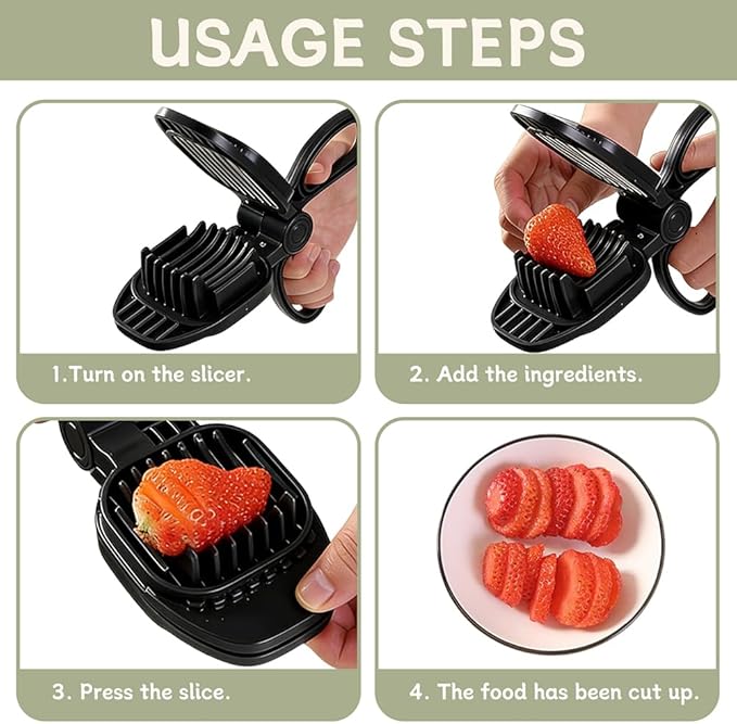 Fruit Slicer, Egg Slicer for Hard Boiled Eggs, Multi-Functional Kitchen Gadget for Strawberry, Banana, Kiwi, Hard Boiled Eggs, Cucumber, Sausage - Rapid & Safe Slicing Tool(COLOR:Black)