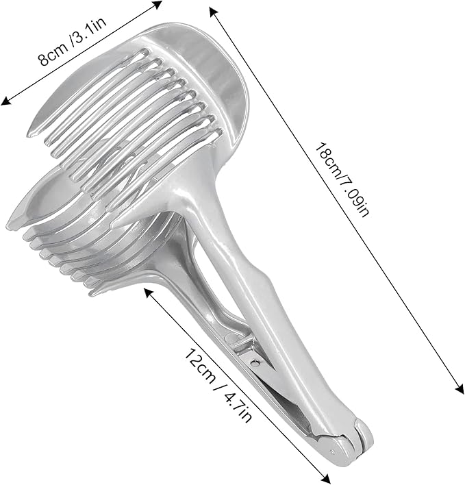 Lemon Slicer, Handheld Tomato Slicer Lemon Cutter Round Fruit Tongs Stainless Steel Onion Slicers Holder for Fruits Vegetables