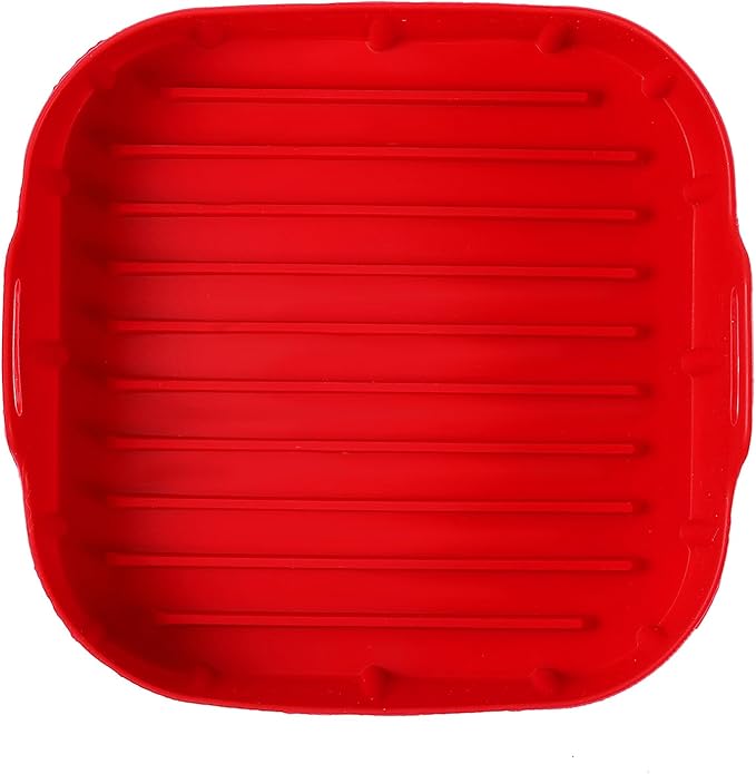 2Pcs Air Fryer Silicone Liners,Air Fryer Silicone Liners Fit 3-6QT Air fryer, Reusable Food Grade Silicone Air fryer Liners Baking Tray Basket Accessories(Square,7.5 Inch)