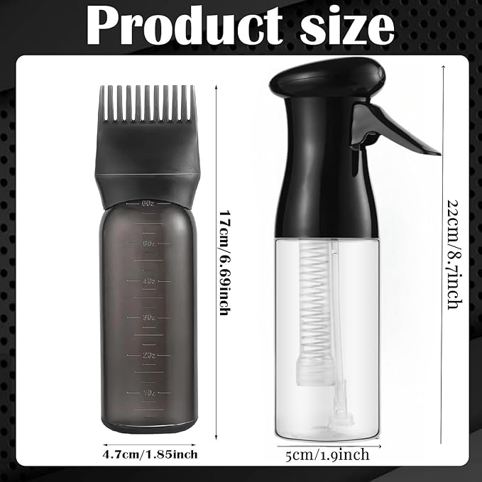 Zicotour Continuous Hair Spray Bottle and Root Comb Applicator Bottle Hair Oil Applicator Water Mister for Hairstyling