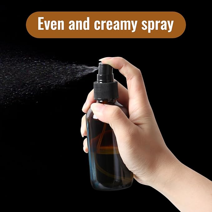 STARSIDE 24 Pack 4 oz Amber Glass Spray Bottles with Fine Mist Sprayer,120 ml Glass Travel Bottles for Cosmetic Essential Oils Cleaning Solutions Perfumes & Liquids