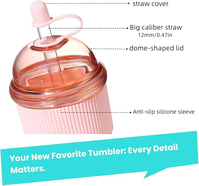 Reusable Iced Coffee Cups with Lids and Straws 17oz, Boba Cup with Straw, Tumbler with Silicone Sleeve for Cold Drinks, Iced Coffee, Bubble Tea ，White