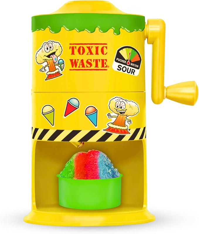 Hawaiian Shaved Ice TOXIC WASTE Mini Snow Cone Machine Manual Ice Shaver No Electricity Needed Ice Cups and DIY Stickers Included