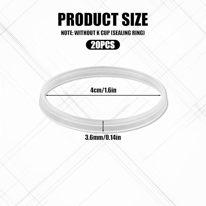 20 Pcs Silicone Gaskets for Keurig Stainless Steel Refillable, Reusable Gasket Ring Replacement Silicone Seals for Keurig Reusable Coffee Filter