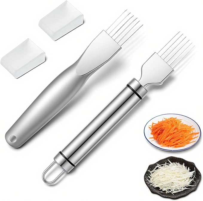 2 Pcs Green Onion Cutter Stainless Steel Green Onion Slicer Shred Silk The Knife Scallion Shredding Tool Multifunctional Vegetable Cutter Tool for Kitchen
