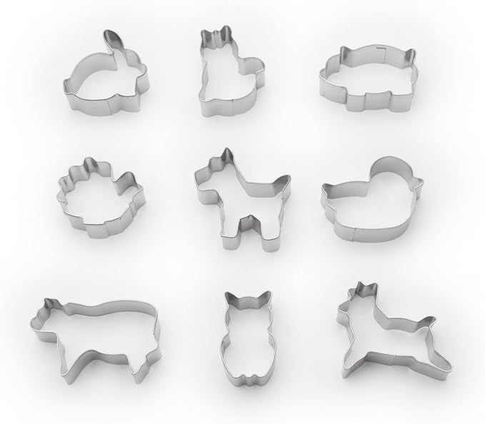 Fox Run Mini Animal Cookie cutters, 0.75 x 1.5 x 1 inches, Metallic