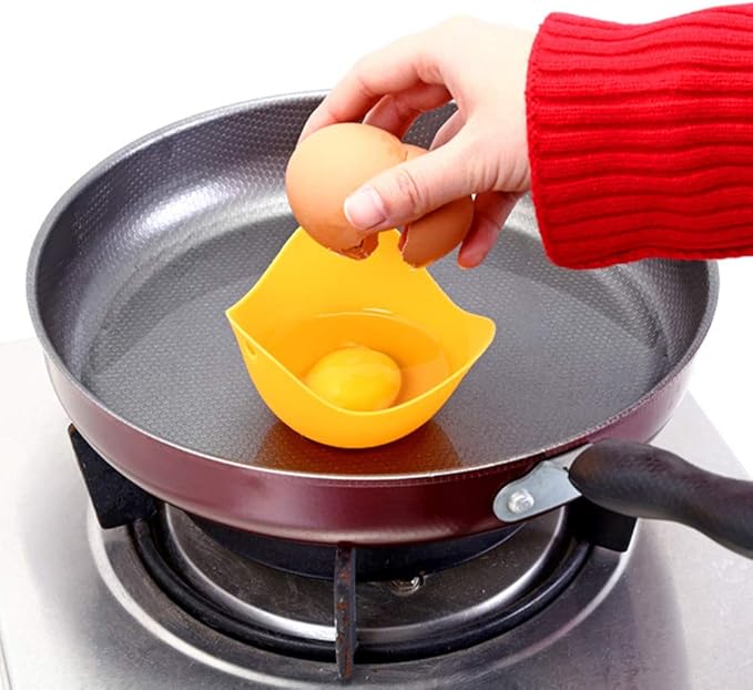 4 Pack Egg Poacher,Nonstick Silicone Egg Poaching Cup Cookware Accessory for Microwave or Stovetop Kitchen Tool(SIZE:4 pcs)