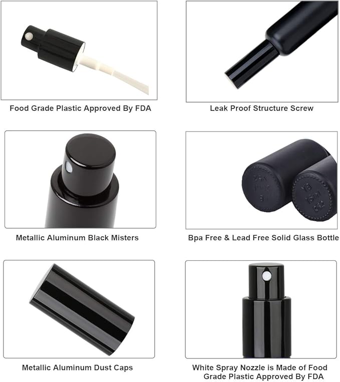 Shining Craft Cocktail Atomizer Sprayer - 1.7OZ / 50ml, Cocktail mister Vermouth Spritzer Bitters Spray Bottle for Cocktails Portable Perfume Refillable Sprayer, SC008 (Black)