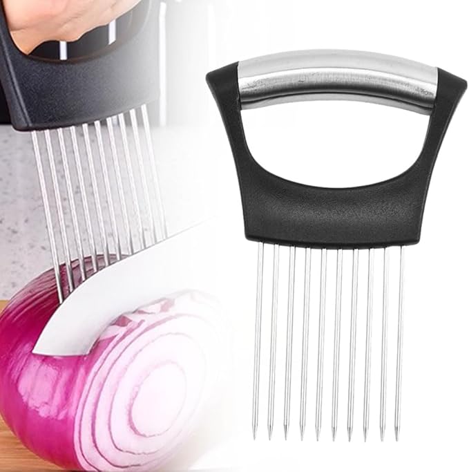 Stainless Steel Onion Slice Holder, Stainless Steel Onion Holder for Slicing Lemon Slicer Vegetable Cutter (1)