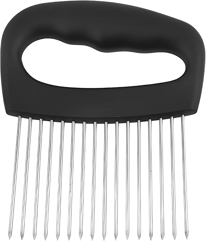 3 Pcs Stainless Steel Onion Holder for Slicing, 16-Prong Slicer/Tenderizer Tool, Ergonomic Handle, Kitchen Safe