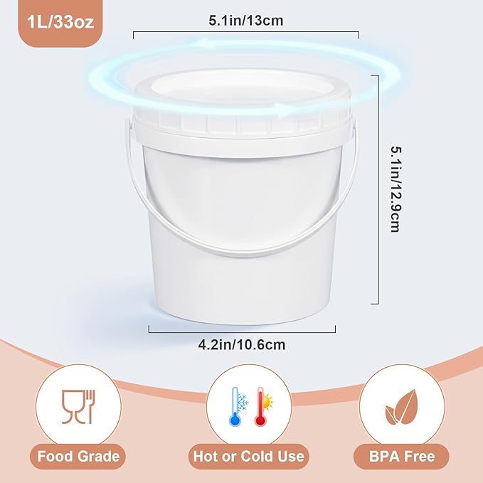 ASEVAT 10 Pack Screw Top Food Storage Containers with Lids, 33oz White Plastic Jars for Kitchen Pantry Organization – Opaque Dry Food Canisters for Flour, Sugar, Rice & Slime – BPA Free & Stackable