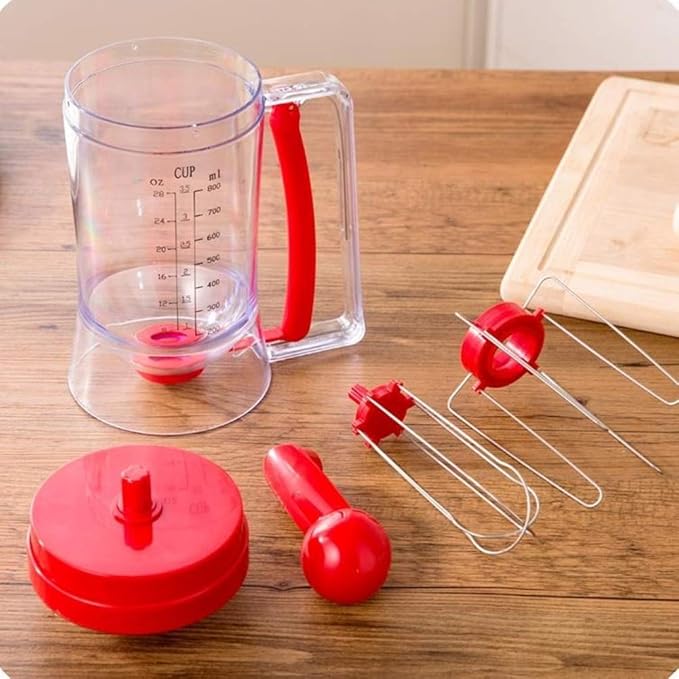 Pancake & Cupcake Mixer and Batter Dispenser Perfect Baking Tool Bakeware Maker with Measuring Label