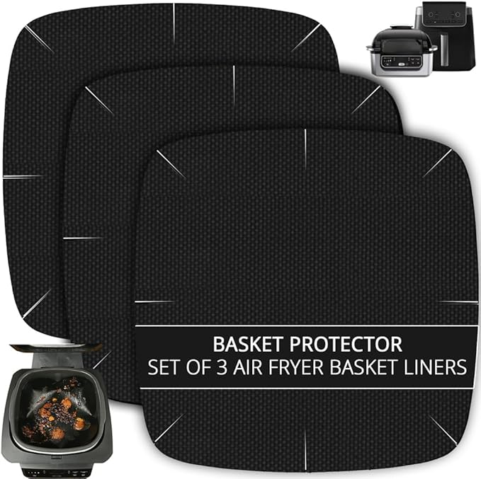 INFRAOVENS Air Fryer Liners Basket Protector Ninja Foodi Grill 5-in-1 AG301, Pro 4-in-1 5 qt AF141, Ninja Air Fryer Pro XL 6-in-1 6.5 QT AF181, PowerXL Grill, Non-Stick Cover for Basket, Easy to Clean