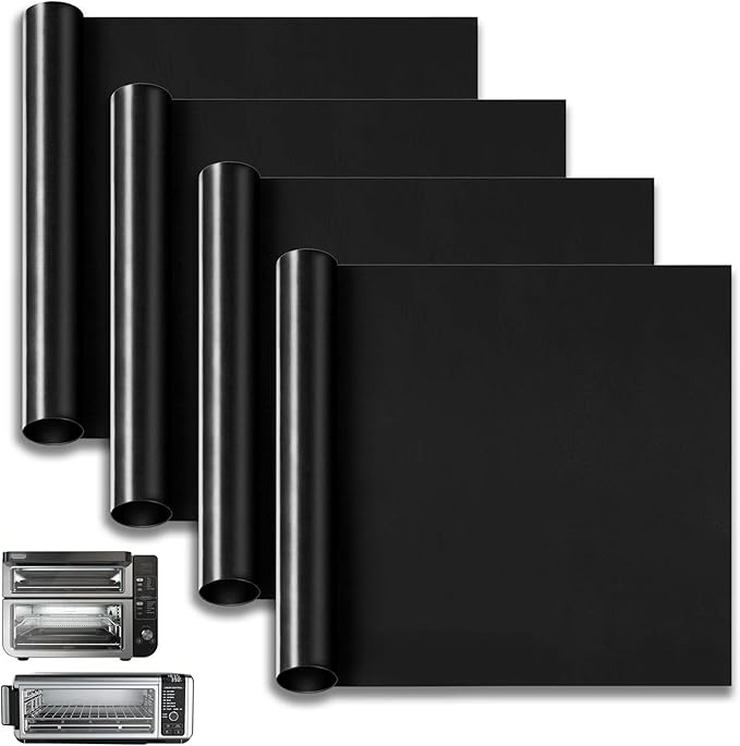 4-Pack Fiberglass Air Fryer Mats 11.81"x12.4" For Ninja SP101/SP201/SP301/DCT401/DCT402 Compatible Oven Liners for Bottom of OvenReusable & Heavy-Duty for Even Cooking