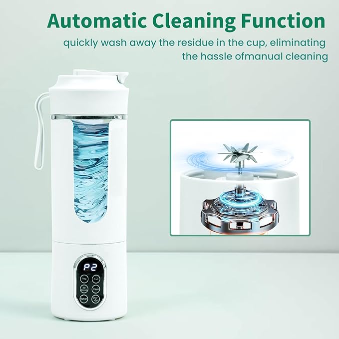 530ML Portable Blender,Mini Portable Electric USB Juicer,Small Personal Blender for Smoothies and Shakes,With Automatic Cleaning Function,Multi-Purpose and Easy To Use(white)