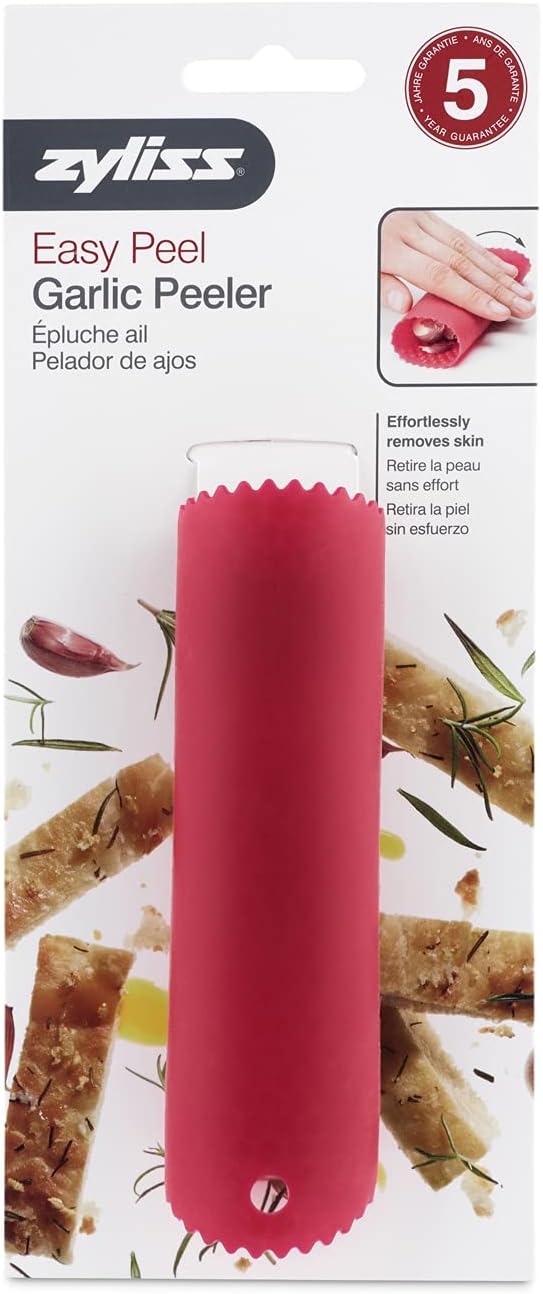 Zyliss Garlic Peeler - Silicone Garlic Peeler Tube Roller for Easy Garlic Skin Removal - Dishwasher Safe - Perfect for Gift & Essential Kitchen Gadgets - Red