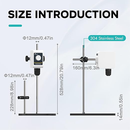 LAB FISH Overhead Stirrer(OS-5E) 10L Capacity 200-1200 RPM Knob Control Variable Speed Mixer Handles High Viscosity Liquids for Chemical/Reagents/Paints