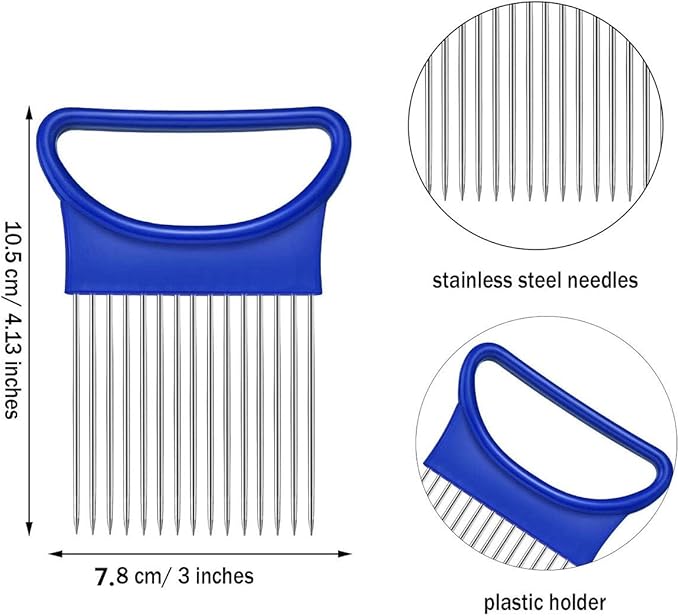Stainless Steel Onion Holder Slicer, 2Pcs Tomato Lemon Potato Vegetable Holder Slicer Cutter Tool for Kitchen Worker Slicing