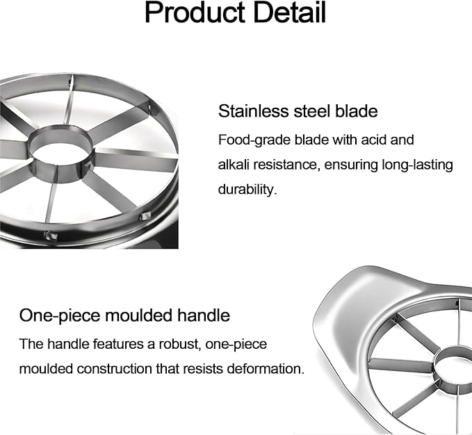 Stainless Steel Apple Slicer & Corer, 8-Slice Apple Cutter Wedger, Heavy Duty Fruit Divider for Apples & Pears, Kitchen Gadget for Home Use