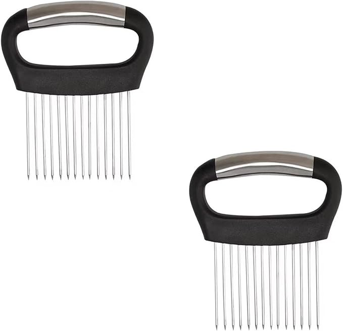 Onion Slicer Holder, Onion | Tomato | Potato | Apple | Egg Holder for Slicing, Vegetables | Fruits Slicer Holder, Meat |Beef Chopper, Multi-Purpose Kitchen Accessory, 2 Pack (Large)