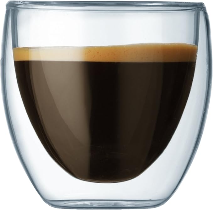 Bodum 2.5oz Pavina Double Wall High-Heat Borosilicate Glass, Set of 2, Clear (Pack of 4)