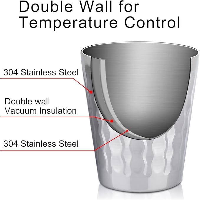 Beasea 10oz Stainless Steel Cups, 4 Pack Double Wall Metal Stackable Insulated Portable Drinking Tumblers Unbreakable Shatterproof Glasses for Home Restaurant Party Camping Travelling