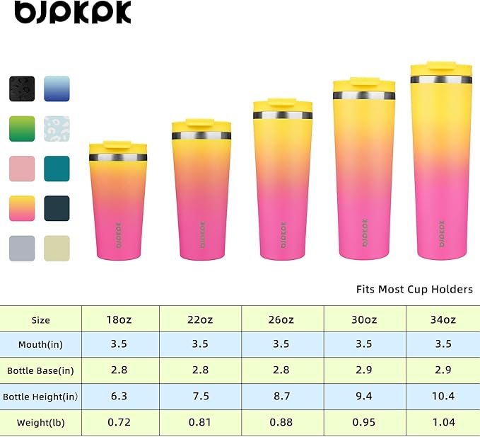 BJPKPK 22oz Stainless Steel Insulated Tumbler With lid And Straw Travel Coffee Thermal Tumblers Cup For Women And Men,Pink Yellow Rose